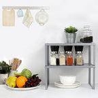NEX Kitchen Shelf Organizer for Counter Cupboard Pantry, Set of 2 Cabinet Shelf Organizer Spice Rack, Stackable, Metal, Silver - color: Silver