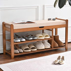 39.4in Shoe Rack Bench, Shoe Storage Bench with Lift Top Hidden Storage, Entryway Bench Holds Up to 330lb for Bedroom Living Room - size: 39.4in without Hooks