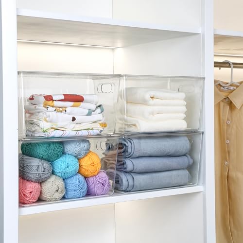 Vtopmart 6 Pack Clear Stackable Storage Bins with Lids,XLarge Plastic Containers with Handle for Pantry Organizer and Storage,Perfect for Kitchen,Fridge,Cabinet, Closet,Bathroom Organization - size: XL(13"L x 7.4"W x 7"H)