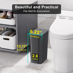 N. NETDOT 3 Pack 10L/2.6 Gal Bathroom Trash Can with Lid, Trash Bin with Press Lid, Small Trash Can/Slim Garbage Cans/Waste Basket for Bathroom,Kitchen,Office,Bedroom - Black,Gray,Off White - color: Black-Gray-Off White