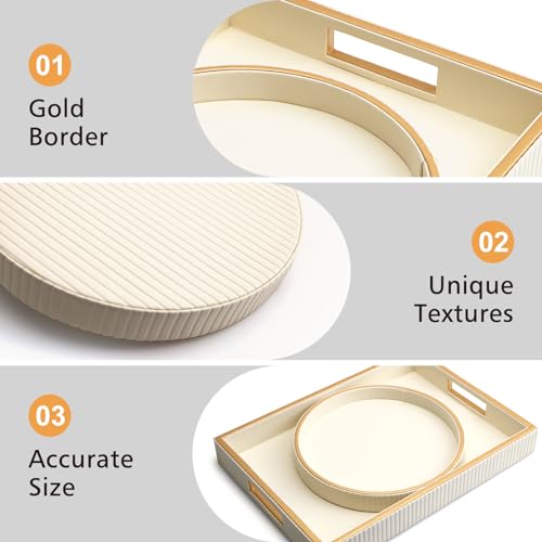 SANZIE Leather Tray Desktop Storage Organizer Premium Serving Trays Decorative Tray Valet Tray for Sundries Cosmetics Phone Wallet Cutlery (White Holder with Disc) - color: White Holder With Disc