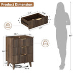 Lulive Wood Nightstand with Charging Station, 3 Drawers Fluted Design, Modern End Table for Bedroom Walnut - color: Walnut, size: 3 Drawers-Set of 1 Nightstand