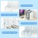 3-Tier Clear Acrylic File Holder, Vertical Document Organizer for Magazines, Binders, Notebooks & Envelopes - Multi-Purpose Desk Storage for Home Office（A4,3 Sections） - size: A4, 3 Sections