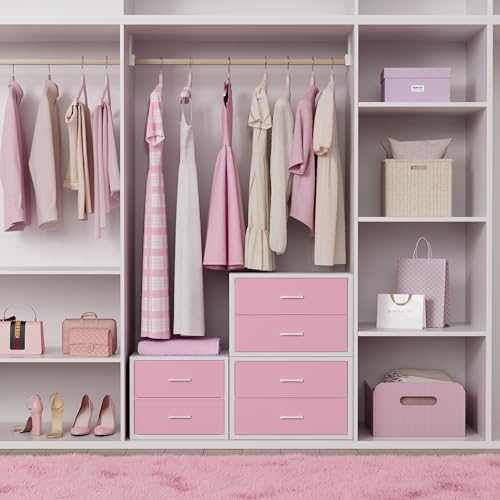 BOLUO Stackable Storage Drawers Closet Organizers and Storage Fabric White 2 Drawer Dresser for Bedroom Modern Pink - color: Pink, size: L(15.7"D x 21.1"W x 16.1"H)