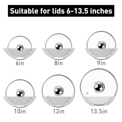 Universal Pot Lid Organizer for Cabinet, 10 Pcs Pan Lids Organizers Inside Cabinet Door Wall Mount Pots Top Storage Rack Holder for Kitchen, Fits 6" to 13.5" (10pcs white) - color: 10pcs white