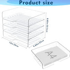 Paper Organizer Letter Tray, 4 Pack Acrylic Stackable Desk File Organizer,Versatile Clear Office Organizer for File Paper, Ipad, Letter, A4 Office File, Books, Notes, Etc