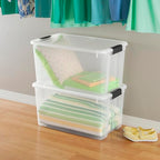 Sterilite 8-Pack 70 Quart Ultra Latch Box, Clear Storage Organizer Bins with Latching Lids - Stackable Plastic Containers for Home Organization in Garage, Attic, Basement, and Closet - size: 70 Quart