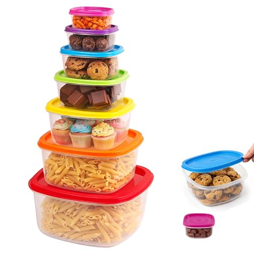 ARSUK 14PCS Nesting Plastic Food Storage Container Set with Airtight Leakproof Lids (7 Lids & 7 Containers) - Space Saving, BPA-Free Stackable Kitchen Storage - Freezer Safe & Microwavable - color: 7 PCS