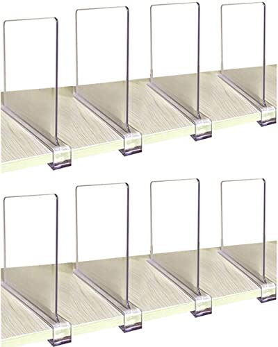 CY craft Shelf Dividers for Closets, 8PCS Clear Acrylic Shelf Divider for Wood Shelves and Clothes Organizer/Purses Separators Perfect for Kitchen Cabinets and Bedroom Organizer - color: Clear 8 Pcs