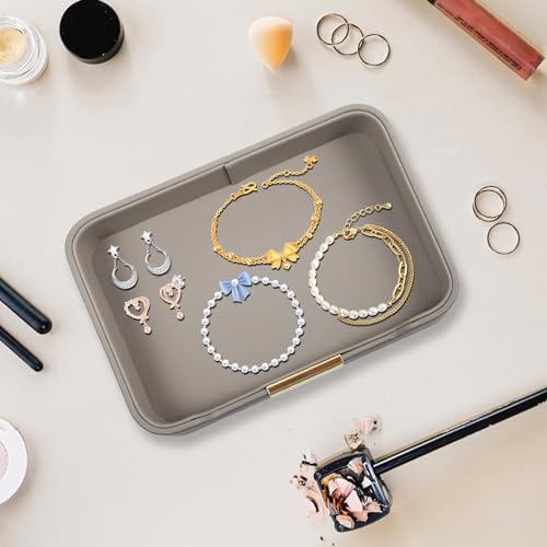 Luxury Leather Valet Tray Desktop Storage Organizer,Bedside Vanity Catchall Tray Nightstand Caddy Holder for Cosmetic,Jewelry,Watch,Keys,Phone,Wallet,Remote Controller,Pen,Gray - color: Gray
