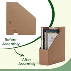 EXYGLO 12 Pack Brown Magazine File Holder, Cardboard Magazine Rack with Label, Foldable Storage Organizer Box for Book, Documents, 10x3.3x12 Inches - color: Brown