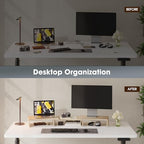 FITUEYES Dual Monitor Stand – 3 Shelf Computer Monitor Riser, Wood Desktop Stand with Adjustable Length and Angle, Desk Accessories, Office Supplies Medium Oak, DT108006WO - color: Oak