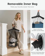 SOLEDI Slim Laundry Hamper with Lid, Narrow Laundry Basket with Removable Bags, Dirty Clothes Hamper with handle, Small Hamper perfect for Laundry room, Bathroom, Bedroom, Small spaces. 70L Blue - color: Blue, size: 70L