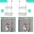 HapiRm Hanging Shower Caddy Organizer - No Drilling Shower Organizer with Hooks, Rustproof & Waterproof 304 Stainless Steel Bathroom Shelves - Silver - color: Silver