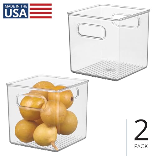 iDesign Pantry Storage Bins with Handles - Cube Organizer Bins for Cabinets or Fridge - Set of 2 - Clear - style: Pack of 2