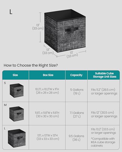 SONGMICS Storage Cubes, 13 x 13 x 13 Inches Non-Woven Fabric Bins with Double Handles, Set of 10, Closet Organizers for Shelves, Foldable, for Clothes, Ink Black UROB133B01 - color: Ink Black, size: 10 Pack (13"L x 13"W x 13"H）