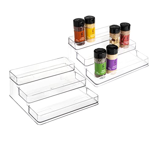 SIMPLEMADE 3-Tier Spice Rack Organizer - Versatile Storage Shelf for Kitchen, Bathroom, Bedroom & Office, Set of 2, Clear - color: Clear, size: Set of 2