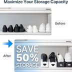 One-Piece Shoe Slot Organizer 10 Pack, Space-Saving Stackers for Closet, Entryway & Shoe Rack | No Assembly Needed - color: Black