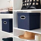 Household Essentials 33-1 Decorative Storage Cube Set with Removable Lids | Navy | 2-Pack - size: 2 Count (Pack of 1)
