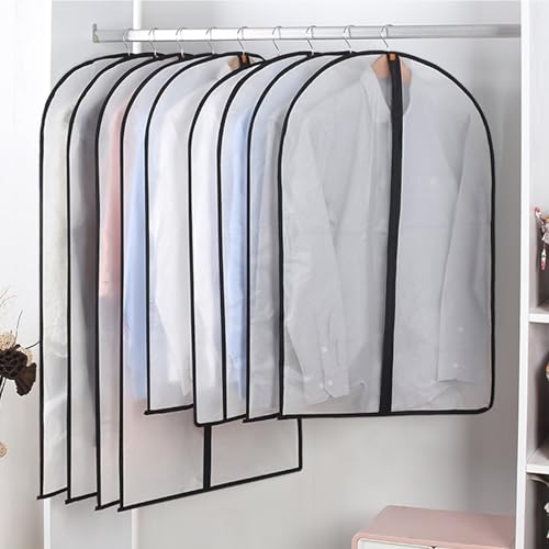 Clear Garment Bags for Hanging Clothes,48" Suit Bags for Closet Storage,12 Pack Garment Bags for Storage,Breathable Lightweight Dust Proof Cover with Study Full Zipper for Coats,Jackets - size: 12pcs 24'' x 48''