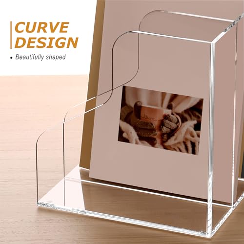 SANRUI Acrylic File Organizer, Clear Magazine File Holder with 3 Vertical Compartments, Desk Organizer for Home School Office Organization, Desk Bookshelf - size: A4, 3 Sections, 1 Pack