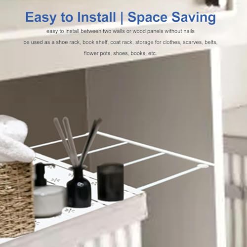 No Drilling Extendable Closet Shelf,Adjustable Metal Layered Separator Shelves DIY Divider Storage Rack for Bedroom Kitchen Wardrobe Cupboard Cabinet,1 Pack (13.8'' Wide,28.7''-49.2'' Long) - size: 28.7''-49.2'' Long