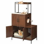 HOOBRO Litter Box Enclosure, Litter Box Furniture with Storage, 2-in-1 Hidden Cat Furniture with Shelf, 2 Dangling Plush Balls and 1 Toy Ball, Large Wooden Cat Washroom, Walnut WL78MW01 - color: Walnut