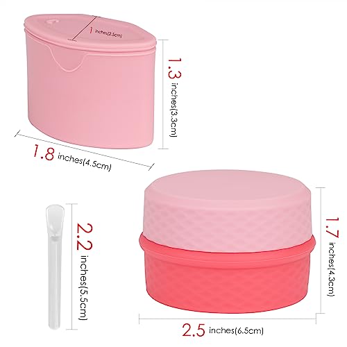 Adorila 2-Pack Silicone Travel Makeup Containers, 0.34oz/10ml TSA Cream Jars, 3-in-1 Modular Skincare Storage Case (Blue, Pink) - color: Blue+Pink