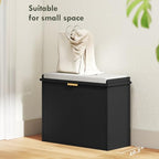 HOMCOM Narrow Shoe Bench with Padded Seat Cushion and Flip-Drawer, Small Entryway Bench Holds up to 265lb, Shoe Cabinet, 24.4x10.2x18.7 Inches, Black - color: Black, size: 24.4" x 10.2" x 18.7"
