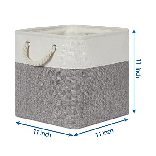 Temary Fabric Storage Baskets for Organizing, Grey Basket for Shelves, Collapsible Baskets with Handles for Shelves, Home, Closet (White&Gray) - color: white&grey, size: 11"L x 11"W x 11"H