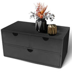 Charmewooden desk organizer with drawers countertop drawer organizer Tabletop Storage Organization Box Home Office Workspace Bathroom Toiletries Supplies (black) - style: Black