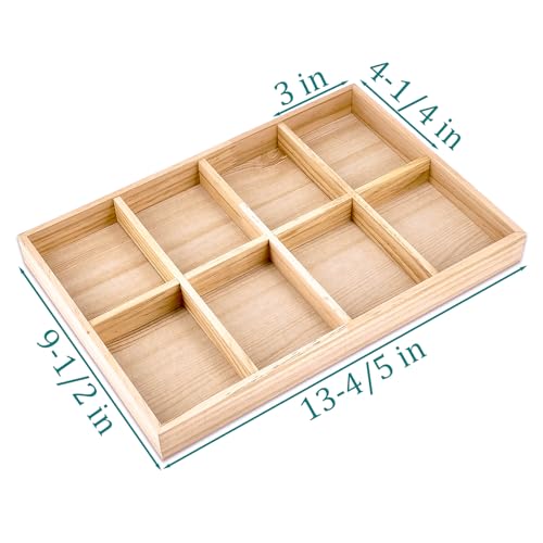 The Display Guys - Stackable Jewelry Tray and Organizer - for Drawers, Dressers, Store Display (8 Compartments, Natural Wood) - color: Wood Natural, size: 8 Compartments