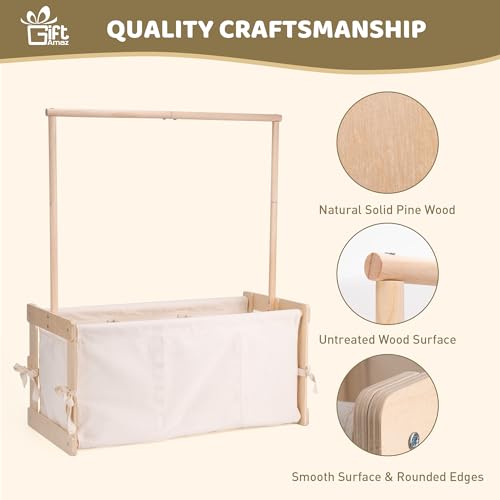 GiftAmaz 3-in-1 Wooden Baby Shower Crate Closet, Large Baby Basket for Nursery, Personalized Baby Gifts Basket, Baby Clothes Rack for Baby Shower, Newborn Boy Girl Welcome Gift for New Mom Parents