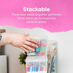 IRIS USA Vertical Plastic Flip Top Storage Containers Bins with Lids for Pantry, Home, Office, Organization, Medium, Stackable Hinged Organizer with Latches, Clear, 6 Pack - size: Medium - 6 Pack