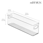 mDesign Plastic Bathroom Storage Container Bins w/ Handles - Closet, Cabinet, Vanity, Cupboard Shelf Organization, Hair Tools Accessory Organizer - Ligne Collection; Clear, 15.4x3.75x4.75 (Pack of 4) - size: 15.4 x 3.75 x 4.75 (Pack of 4)