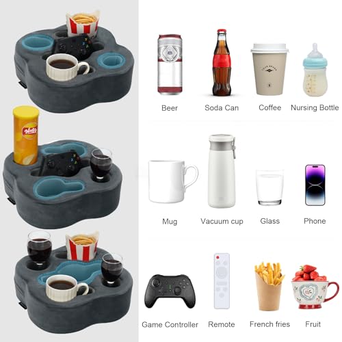 Couch Cup Holder | Sofa Cup Holder Pillow Drink Tray Organizer for Drinks, Remotes, Phones, Snacks (Grey, 12 * 12 * 3.7 Inch) - color: Grey, size: 12*12*3.7 Inch