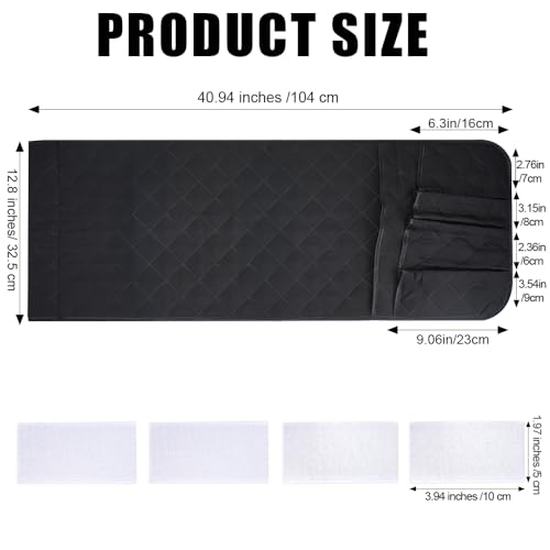 RETON Sofa Armrest Organizer with 5 Pockets, Non Slip Remote Control Caddy with 8 Pieces of Hook and Loop Fasteners, Armchair Caddy Holder Storage for Magazine Recliner Book TV Phone (Black) - color: Black