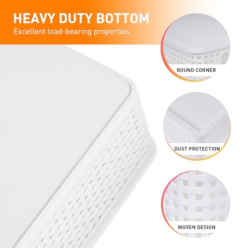 Plastic Storage Baskets With Lid, Storage Bins for Organizing, Stackable Decorative Containers for Shelves Drawers Desktop Closet Playroom Classroom Office, 10 Pack-White - color: White, size: 10 Pack