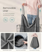 SONGMICS Laundry Hamper, 34.3 Gal. (130L) Laundry Basket, Collapsible Clothes Hamper, Removable and Washable Liner, Metal Wire Frame, for Bedroom Bathroom, Black and Gray ULCB113G01 - color: Black + Gray, size: 130 L