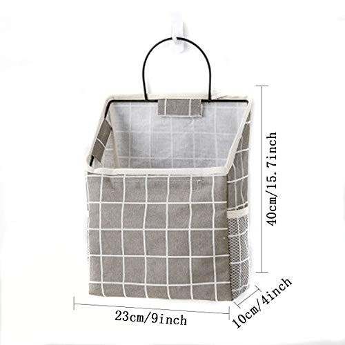 Fantasyon Wall Hanging Storage Bag, Waterproof Over The Door Closet Organizer Hanging Pocket Organizer for Bedroom, Bathroom, Linen Cotton (Gray) - color: 1pcgrey