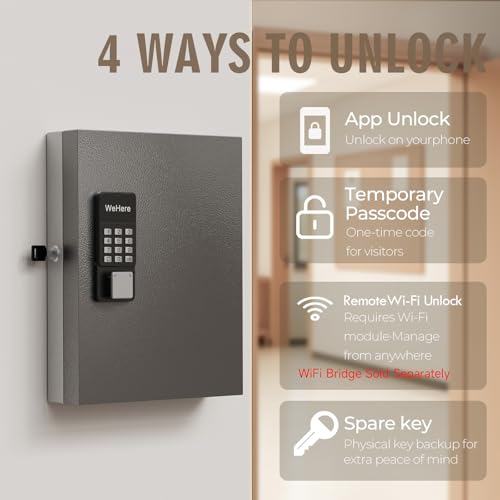 32 Key Lock Box Wall Mount, Smart Key Cabinet One Time Password/APP Bluetooth/Fixed/Wi-Fi Remote/Key Unlock, Key Management for Valets/Realtors/Office/Hotel - size: 32 Key(Smart)