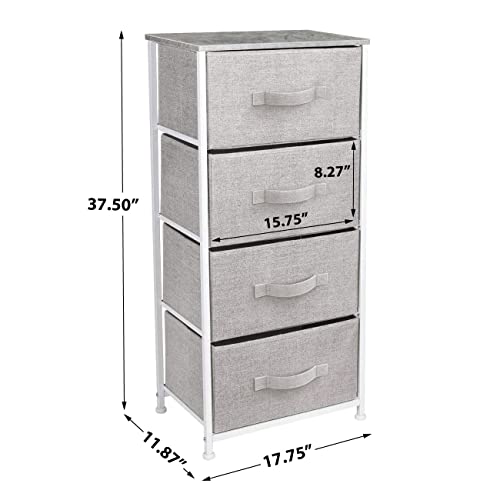 Sorbus Nightstand with 4 Drawers - Bedside Furniture & Night Stand End Table Dresser with Steel Frame, Wood Top, Easy Pull Fabric Bins for Home, Bedroom Accessories, Office & Dorm - color: Grey, style: 4 Drawer