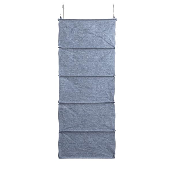 Household Essentials Hanging Cotton Blend and Plastic Closet Shoe Organizer with 10 Storage Compartments, Denim - color: Denim