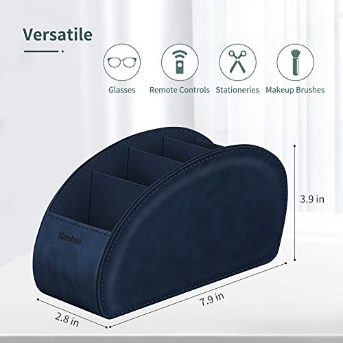 Remote Control Holder with 5 Compartments, KENOBEE Anti-slip Desktop Caddy Storage Organizer for Remote Controllers, Office Supplies, Makeup Brush, Media Accessories, Blue - color: Blue, size: Small