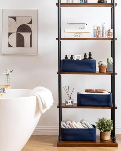 Small Woven Basket, 13.5 x 9.5 x 5 Inches, Storage Basket for Organizing, Cute Small Rope Shelf Closet Cube Storage Bins Baskets for Shelves, Dog Toy Gift Baskets Empty, 3 Packs, Navy Blue - color: Navy Blue, size: 13.5"L x 9.5"W x 5"H