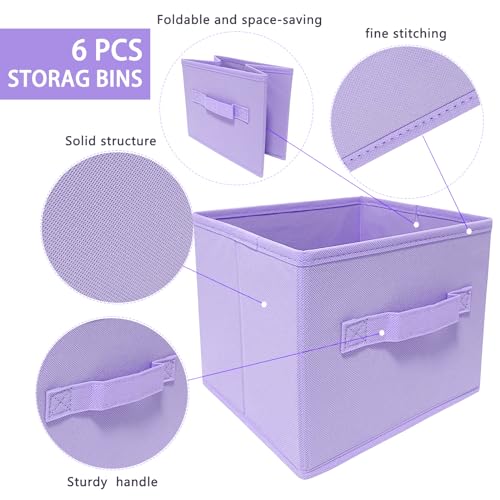 EBIGIC Purple Cube Storage Bins 9.0"x7.5"x7.5" Mini Size Fabirc Foldable Closet Toy Organizer Collapsible Cloth - color: Purple 1Pack, size: 9”x 7.5”x 7.5”