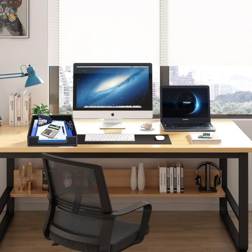 Leather Letter Tray, Office Supplies Desk Organizer for Mail Paper Files Magazines Jewelry Cosmetics,Luxury Letter Holder&Multipurpos Stackable Office Desktop Storage Box ,Black - color: Black