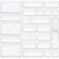 25 Piece Clear Drawer Organizer Set, 4 Sizes Bathroom Vanity Organizer Trays and Storage Bins for Makeup, Cosmetics, Jewelry, and Gadgets. Perfect for Office, Kitchen, Bedroom, Bathroom Use. - size: 25pcs-4size