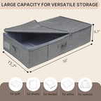 2 Pack Large Under Bed Storage Containers with Lid,Ultra Thick Underbed Clothes Storage Organizer with Sturdy Sidewalls,Foldable Under Bed Bag for Shoe,Blankets,Sweater,30x15x7 inch,Grey