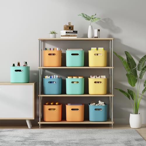 ORGIDOL 8 Pack Colorful Storage Bins with Lids Stackable Storage Container for Organizing, Storage Boxes with Handle for Shelves, Cute Storage Bin for Craft, Snacks, 9.85x6.9x5.7 inch - color: Colorful, size: 8 Pack
